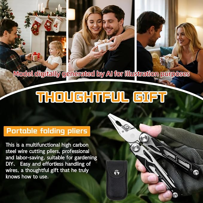 28-in-1 Multitool Pliers with Scissors,Saw, Screwdrivers,Rope Cutters,Can Opener,File,Carrying Pouch,Stainless Steel Pocket Multi-Tool Ideal for Camping Survival Toolkit and Gift for him