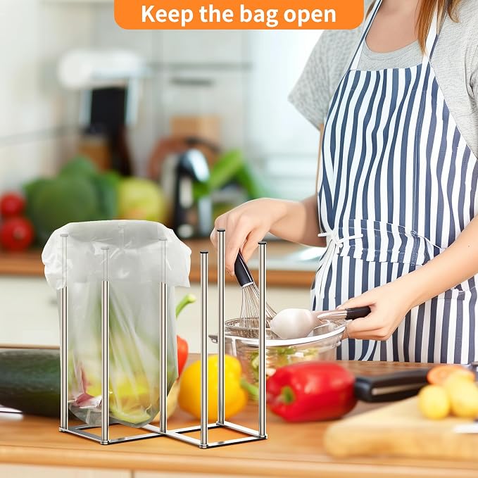 Foldable Bottle Drying Rack, Baby Bottle Drying Rack, Collapsible Cup Draining Holder, Retractable Reusable Storage Bag Dryer with Non-Slip Bottom - Stainless Steels (Silver)