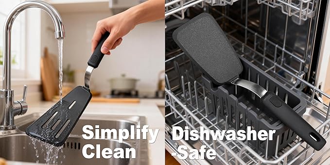Silicone Spatula Set for Nonstick Cookware, Mixed 5 Piece 600°F Heat-Resistant Kitchen Cooking Utensils Set for Egg,Pancake,Burger - Entire Stainless Steel Core with Silicone, Dishwasher Safe,Black
