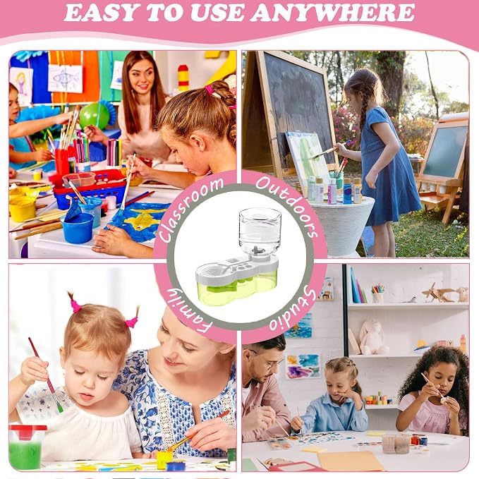 2026 Paint Brush Cleaner Brush Rinser Water Circulation, Brush Cleaner Painting Tool, Water Cycle Paint Brush Rinser With Brush Holder and Palette, Brush Rinser Dispenser for Adults Artist Kid (Green)