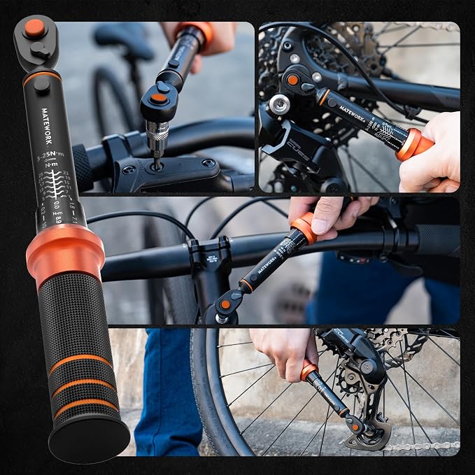 1/4 Torque Wrench, 3-25 Nm/26.6-221.3 in.lb, Mini 1/4" Drive Click Bike Torque Wrench Inch Pounds with 72-Tooth Dual-Direction, Small Bike Tool for Bicycle, MTB Maintenance, ±3% High Precision