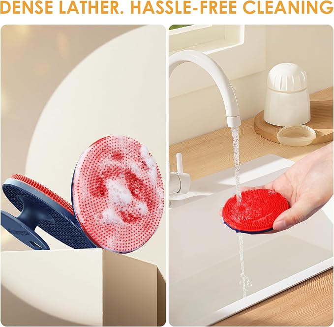 INNERNEED Magnetic Silicone Facial Cleansing Brush Soft Face Scrubber, Red | Food-grade Silicone Face Scrub Brush Gentle Exfoliating, Hygienic, Durable for All Skin Types
