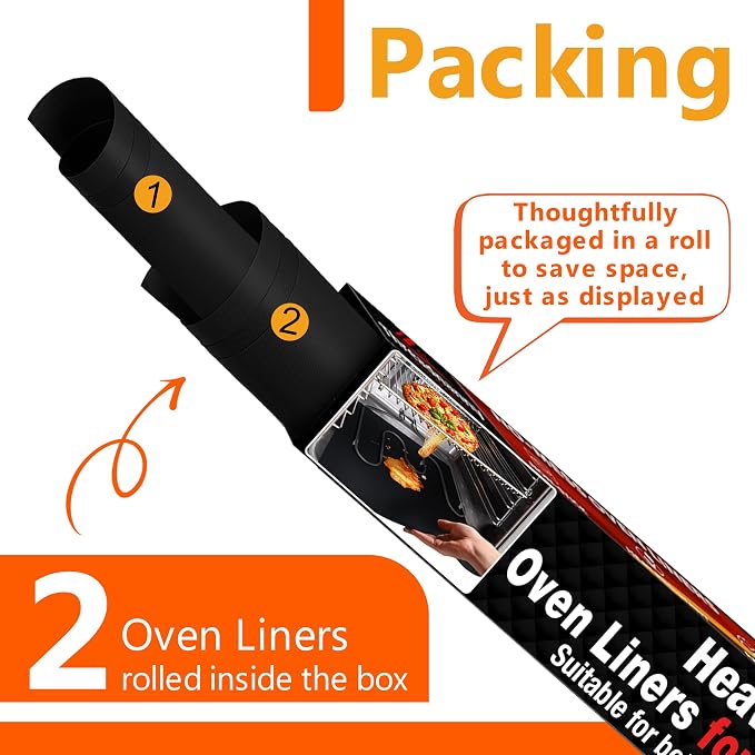 Oven Liners for Bottom of Oven - Thick Heavy Duty 17β x 25β 2 Pack Non-Stick Reusable Mats - BPA & PFOA Free Protector for Electric, Gas, Microwave & BBQ Grill Liner - Easy Clean & Heat Resistant