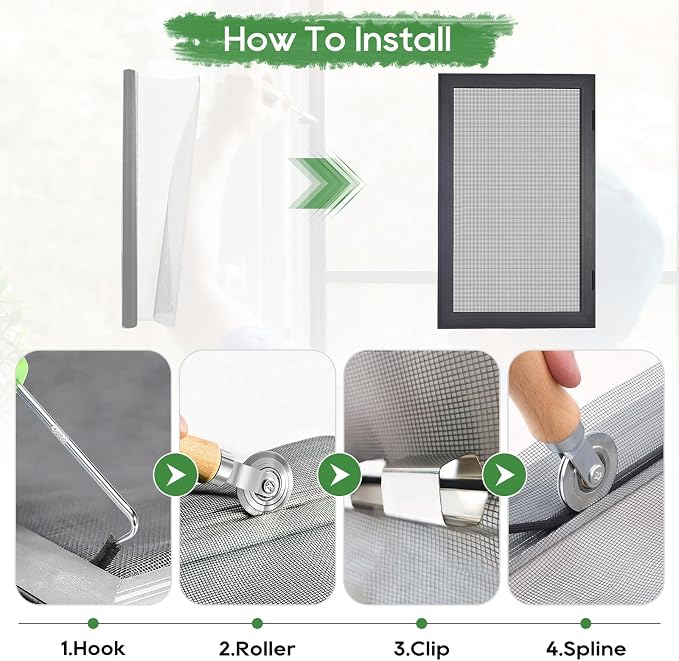 King&Charles Window Screen Door Mesh,48”x118” Gray for Window&Door Replace | Screen Repair Kit,Fiberglass-Durable & Visibility & Cuttable & Washble, Easy to Install/DIY for Patio & RV