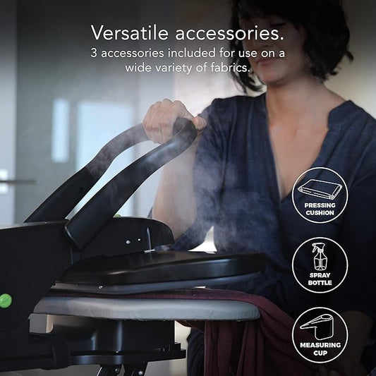 Steamfast SF-623 Mid-Size Steam Press with Multiple Fabric Settings and Steam Burst Function, Black, 20.47" L x 17.16" W x 6.73" H