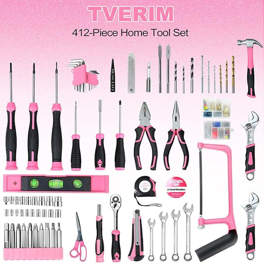 Tool Set- 412 Piece Home Repair/Auto Tool Kit, Storage Organizer with Drawers, Toolbox Storage Case for Women & Men, Perfect for Homeowner, Diyer, Handyman, DIY