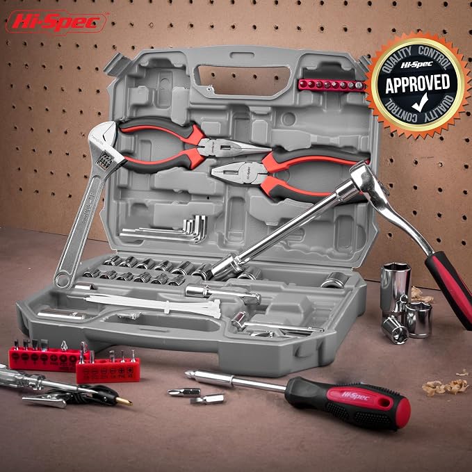 Hi-Spec Metric Auto Mechanic Tool Set Motorcycle & Car Tool Kit Trucks | 67pc, 4-21mm, socket and wrench coverage, roadside fixes, organized box, garage maintenance help, bike and vehicle tasks