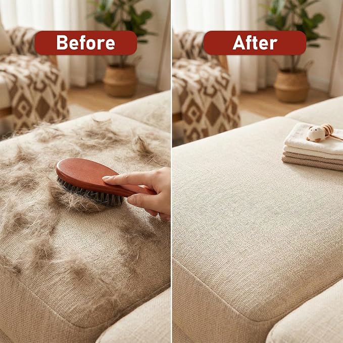Clothes Lint Remover Brush, Garment Lint Brush | Pure Horse Bristle, Beech Wood Handle, for Removing Pet Hair and Dust from Sweaters, Coats, Blankets and Furniture
