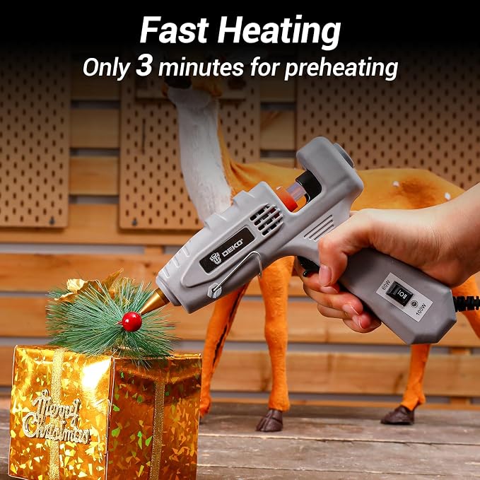 Hot Glue Gun Full Size: DEKOPRO 60/100Watt Dual Temp Hot Glue Gun Kit with 25 Glue Sticks, Organize Storage Case, Heavy Duty Heat Glue Gun Tool Set for Home Repair, Art & Crafts, DIY