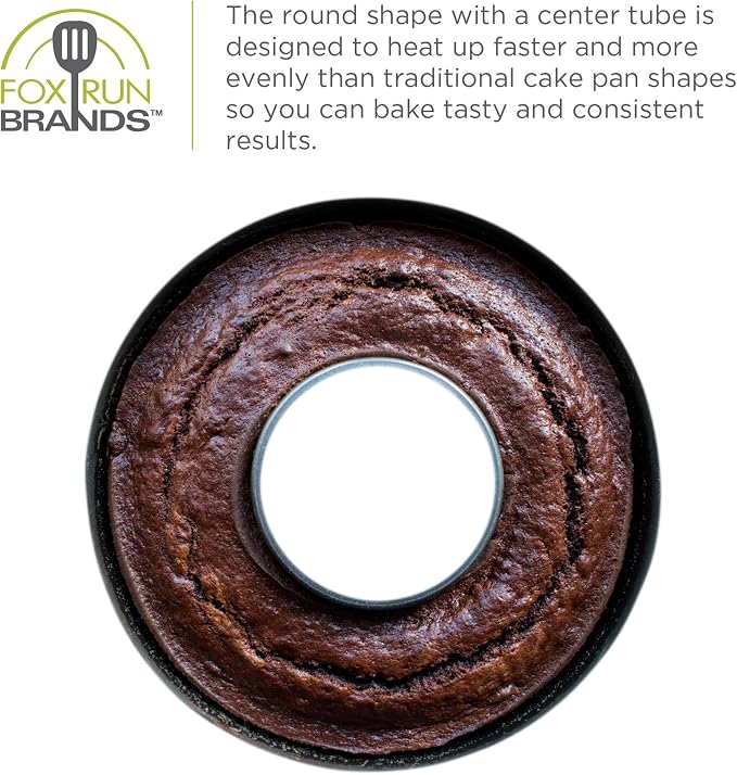 Fox Run French Savarin Cake Mold, Non-Stick Ring Cake Pan, 9.5"