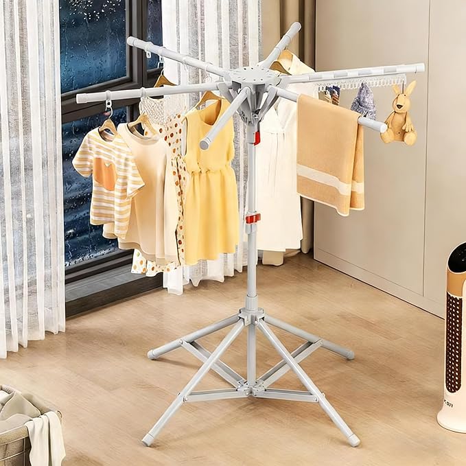 Drying Rack Clothes Outdoor Portable Foldable Laundry Drying Rack Collapsible with Hanger Indoor, Metal