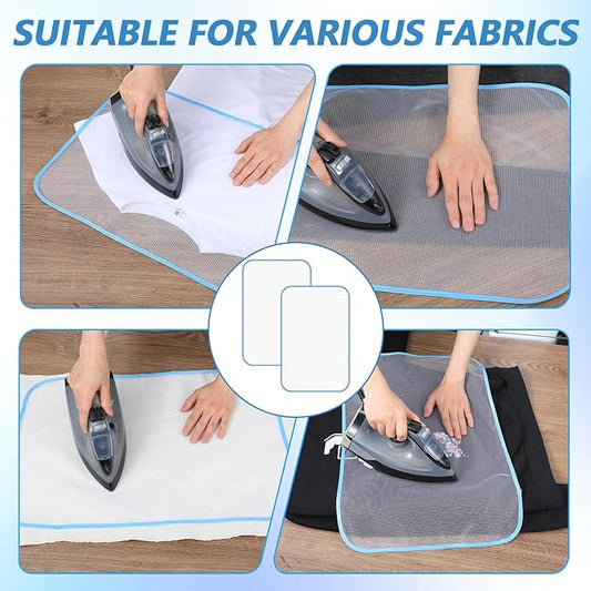 Pressing Cloth for Ironing, 2pcs Ironing Cloth to Protect Clothes Iron Mat Scorch Saving Mesh Insulation Pad for Sewing and Ironing Fabric Protector Tool, Blue(23.62x15.75in)