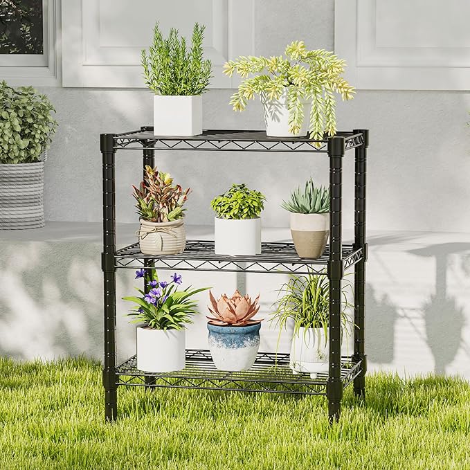 DUMOS 3-Tier Metal Storage Shelves, 23" W Wire Adjustable Standing Storage Rack Shelf, Heavy Duty Steel Shelving Unit Organizers for Kitchen Bathroom Pantry Garage, 23.1" Wx13.4 Dx30 H