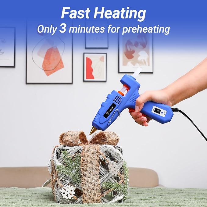 Hot Glue Gun Full Size: DEKOPRO 60/100Watt Dual Temp Hot Glue Gun Kit with 25 Glue Sticks, Organize Storage Case, Heavy Duty Heat Glue Gun Tool Set for Home Repair, Art & Crafts, DIY Blue