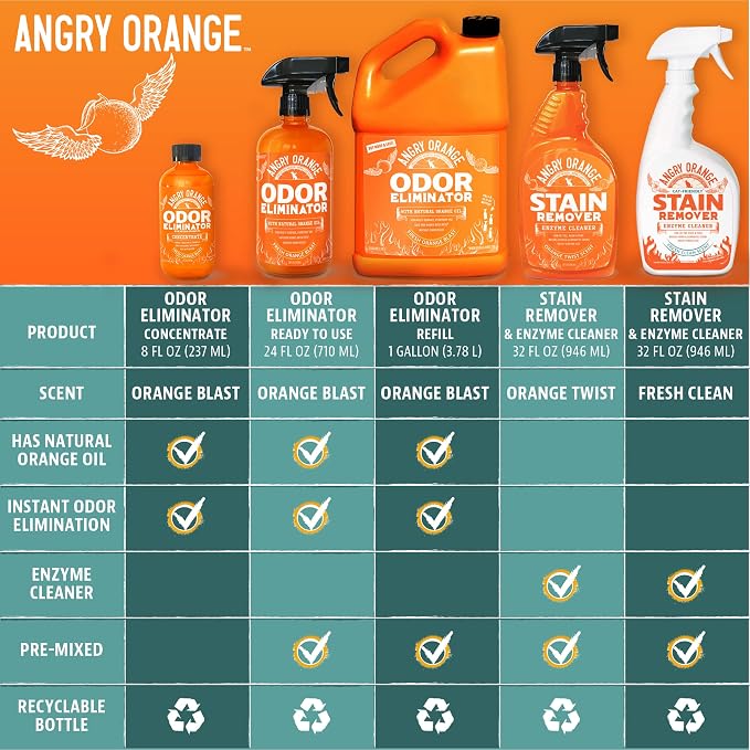 ANGRY ORANGE Pet Stain & Odor Remover for Dog Urine and Stains - Enzyme Pet Odor Eliminator for Home - Citrus - Value 2 pack