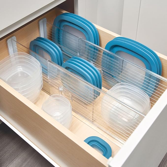iDesign Expandable Deep Drawer Dividers, Set of 2, Clear | Kitchen, Dresser, Desk Drawers