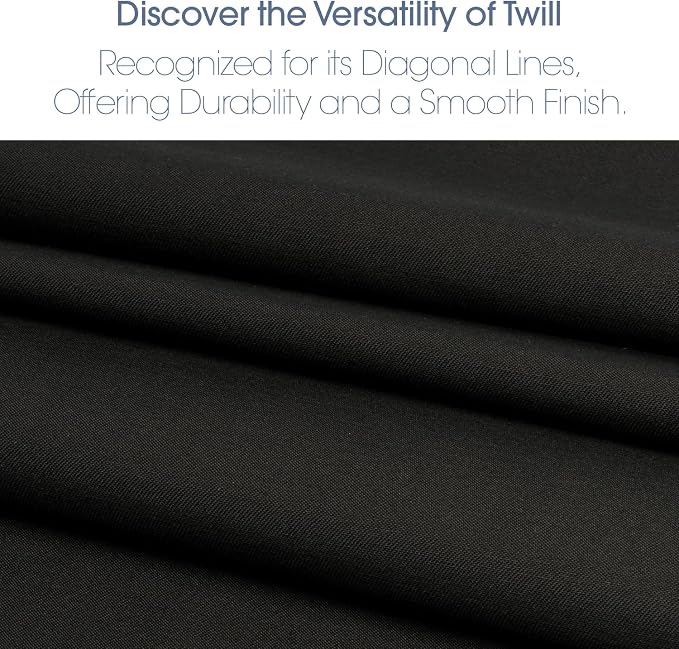 Pico Textiles 4 Yard Bolt Black Poly Cotton Twill Fabric | 60" Wide, 65% Polyester / 35% Cotton, Medium Weight, Perfect for Pants, Jackets, Skirts and Work Uniforms, Sold by the Yard