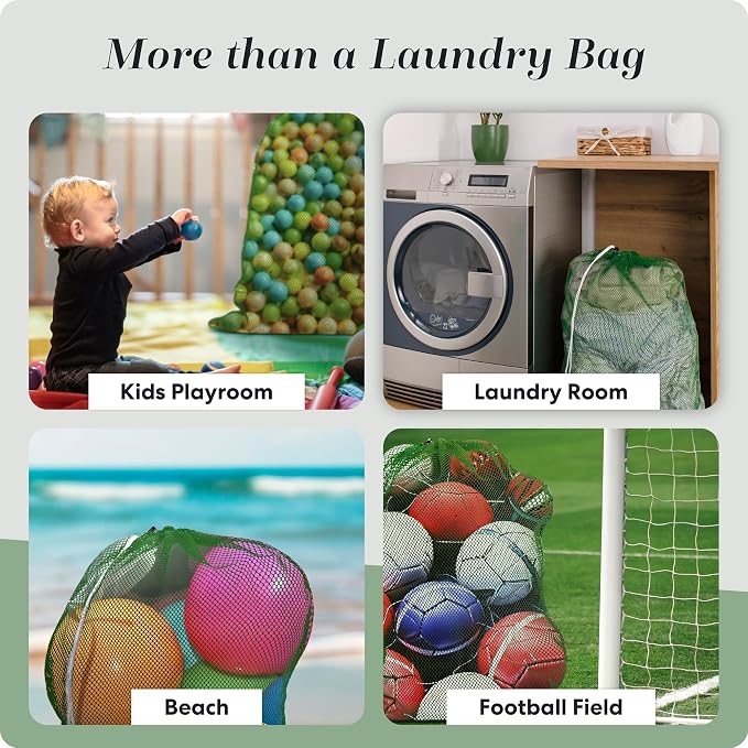Handy Laundry Mesh XL Laundry Bags - Durable, Machine Washable with Secure Drawstring Closure - Perfect for College Dorms, Laundromats, Apartments (Green, Large 24" x 36") | XL 24x36 Mesh Laundry Bag, Secure Drawstring, Heavy Duty, Machine Washable, fo...