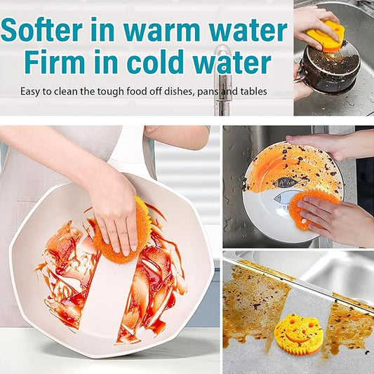 5 Pack Scrub Sponge, Dual-Sided Temperature Controlled Kitchen Sponge for Dishes, Frog Bulk Sponges Household Cleaning Pads,Multi-Functional Premium Cleaning Sponges