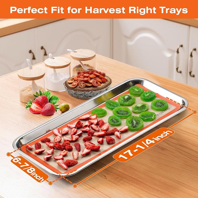 5 pcs Silicone Baking Mats For Harvest Right Freeze Dryer Medium Size Trays (Orange, M - Medium)