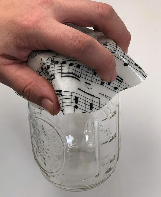 Andreas Silicone Jar Opener, Music Notes – 6.25" Non-Slip Lid Gripper & Garlic Peeler, Dishwasher Safe, Multi-Use, Durable Silicone & Fabric, Made in the USA, JO-143