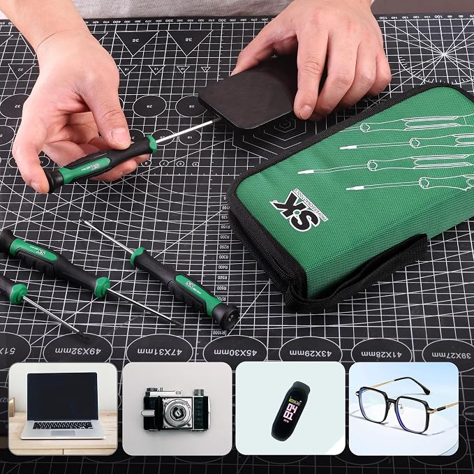 SK 12-Piece Mini Screwdriver Set, Precision Screwdriver Set, Small Kit | Micro Electronics Screwdrivers, Magnetic Slotted/Phillip/Star Tips, Premium Alloy Steel, SureGrip Handle, with Zipper Pouch