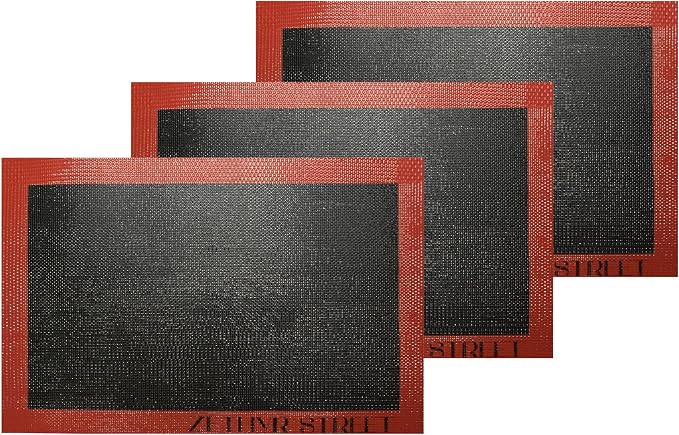 Perforated Silicone Baking Mats for 3/4 Sheet Pan 13x19in, Eclair Silicone Baking Mat, Nonstick Reusable Breathable Air Mat, Heat Resistant, Pack of 3