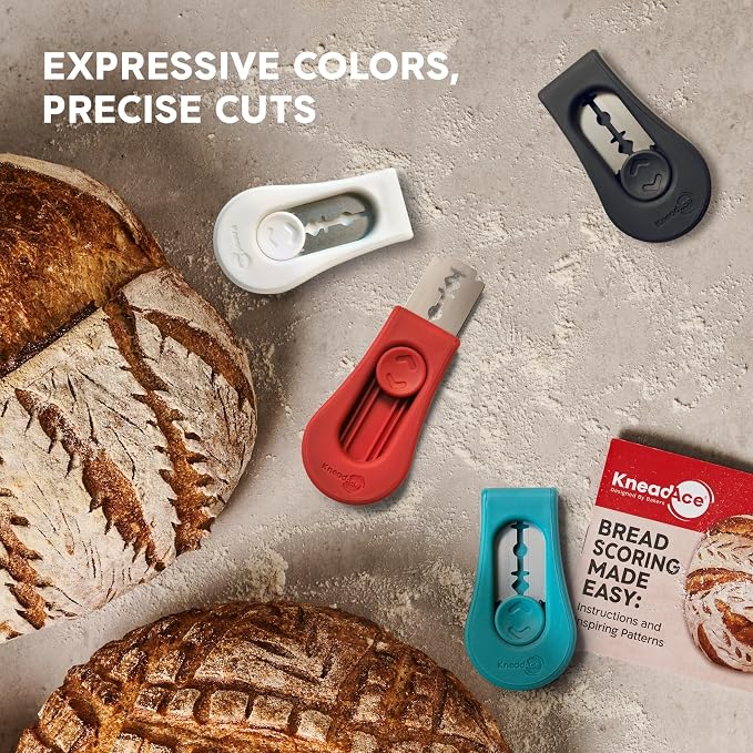 KNEADACE Upgraded Magnetic Bread Lame, Professional Dough Scoring Tool with Extractable Blade, Sourdough Bread Tool for Baking, Includes Scoring Pattern Booklet & 5 Replaceable Razor Blades