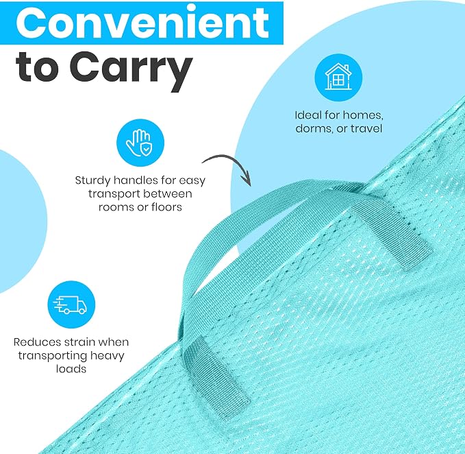 Handy Laundry Mesh XL Laundry Bag 24"x36" with Shoulder Strap, Teal | XL 24x36 Mesh Laundry Bag, Handles & Shoulder Strap, Breathable, Machine Washable, Dorm Travel Bedding, Teal