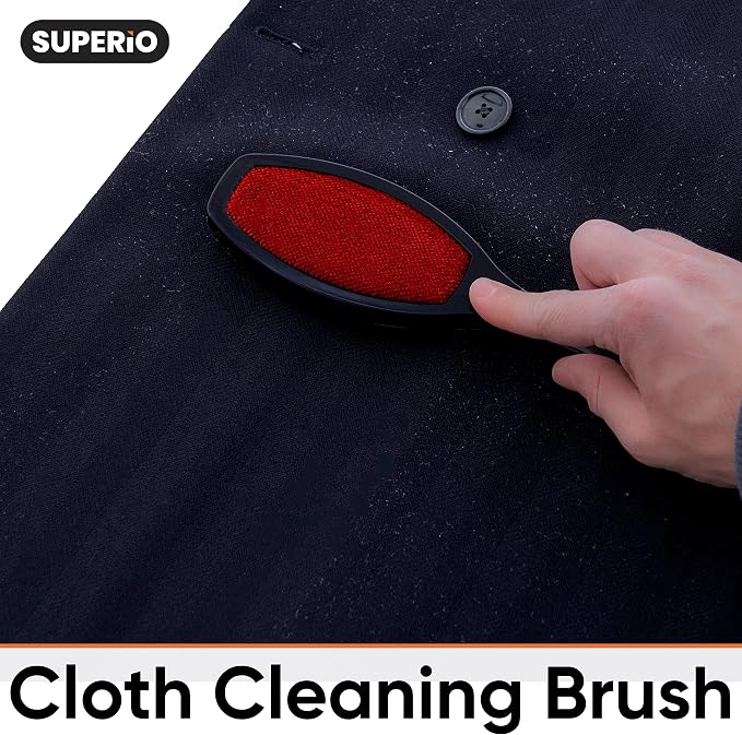 Superio Suede Lint Brush Magic Lint Remover for Clothes, Double Sided Garment Brush, Soft Bristles, Portable Lint Trap Tool Remove Pet Hair, Lint, or Dust from Carpet, Hats, Wool Suit, Suede Couch, 1