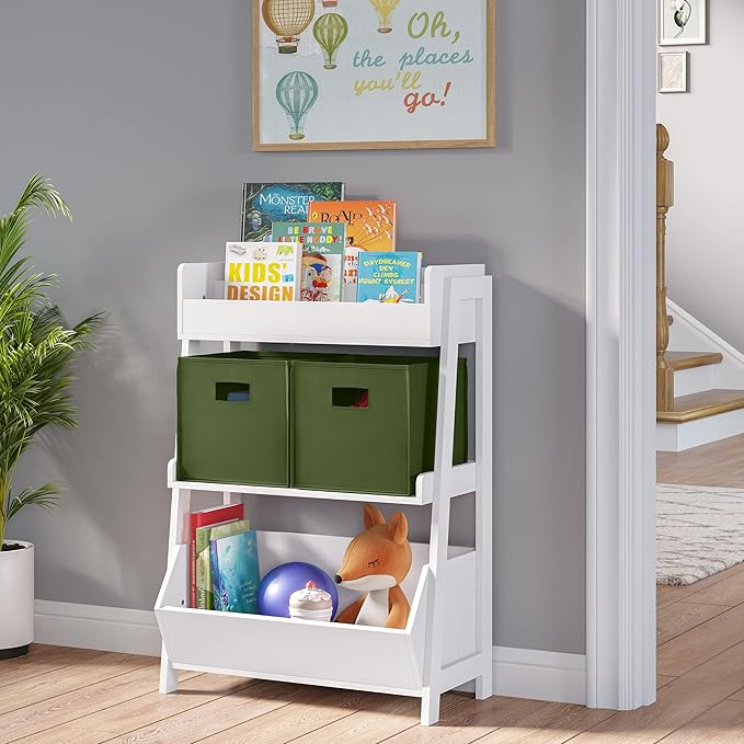 RiverRidge Folding Storage Bins with Handles Olive Cube Storage Organizer for Closet, Bedroom & Playroom - Closet Organizers and Storage Set of 2