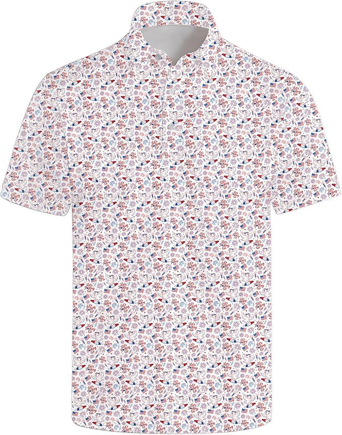 Polo Shirts for Men Moisture Wicking Mens Polo Shirts Patriotic Shirts for Men