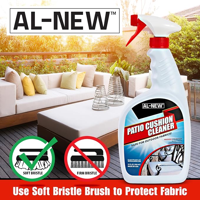 AL-NEW Patio Cushion Cleaner | Safe For Use On Outdoor Fabrics Such As Patio Cushions, Awnings, Furniture Covers, and more (32 Ounce) Pack of 2