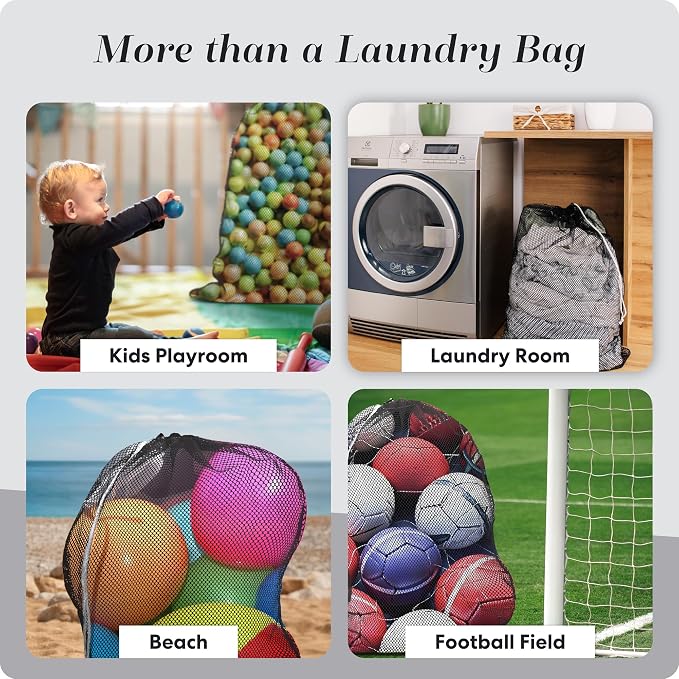 Handy Laundry Mesh XL Laundry Bag - Durable, Machine Washable with Secure Drawstring Closure - Perfect for College Dorms, Laundromats, Apartments (Black, Large 24" x 36") | XL 24x36 Mesh Laundry Bag, Secure Drawstring, Heavy Duty, Machine Washable, for...