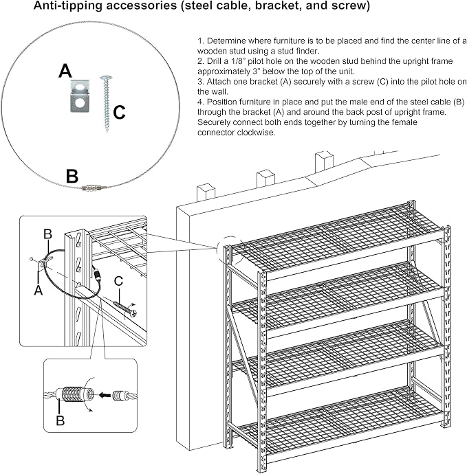 Amazon Basics 5-Tier Medium Duty Garage Shelving Unit, Sturdy Adjustable Storage Shelves, Easy to Assemble, 48" x 18" x 72", Aluminum