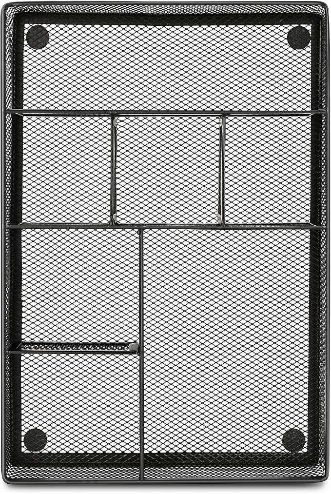shenee Desk Drawer Organizer Tray,Drawer Organizer for Office and Home,Desk Organizer with Drawers,7 Compartments,Non-Slip Desk Organizers (Black, 12.3" L x 8.3" W x 1.8" H)