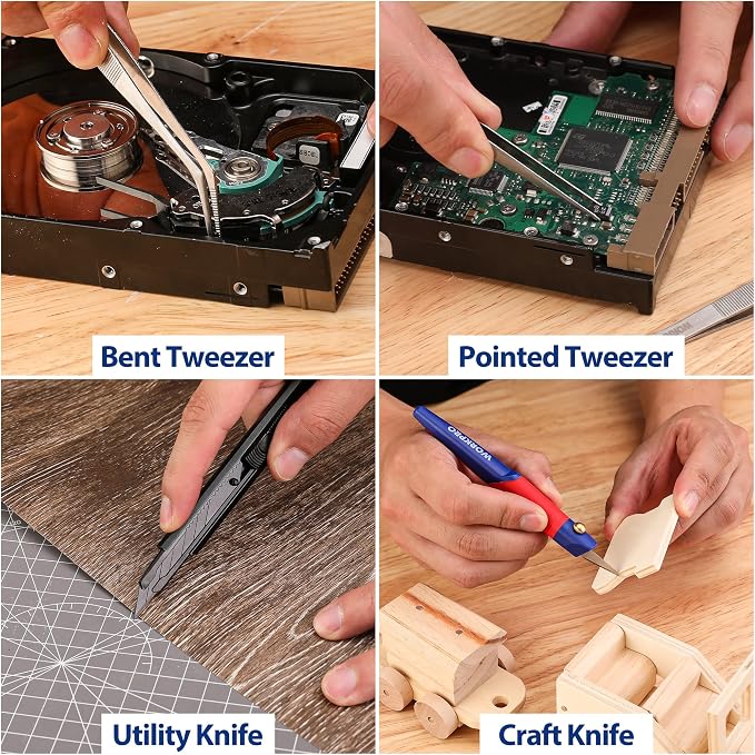 WORKPRO 33PCS Precision Repair Tool Kit, Screwdriver, Pliers Set with Pouch | Craft & Utility Knife, Precision Tweezers, Electronic Repair Applications, Portable Storage, Multi-Purpose DIY