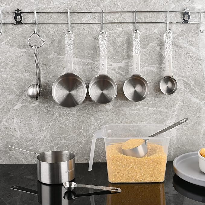 18/8 Stainless Steel Measuring Spoons Set, Measurer Spoons Heavy Duty Solid Measurement Spoons(Siliver-6spoons+1ring)