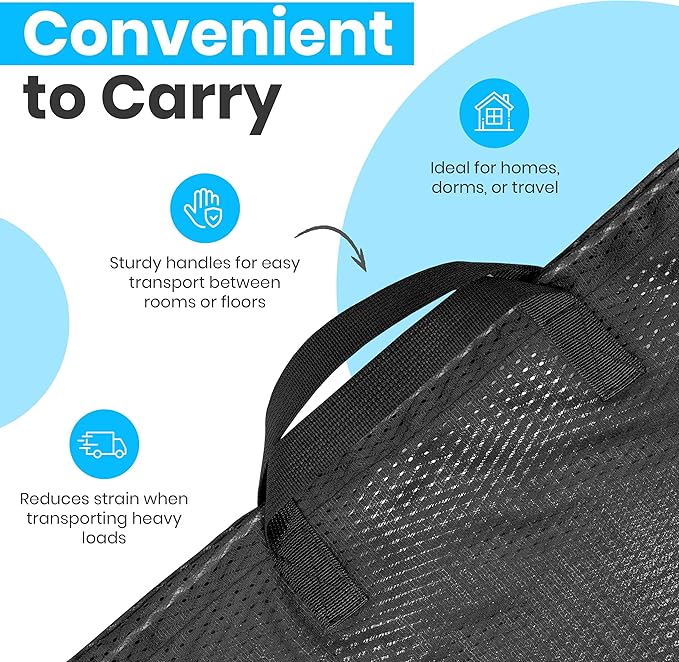 Handy Laundry Mesh XL Laundry Bag 24"x36" with Shoulder Strap, Black | XL 24x36 Mesh Laundry Bag, Handles & Shoulder Strap, Breathable, Machine Washable, Dorm Travel Bedding, Black