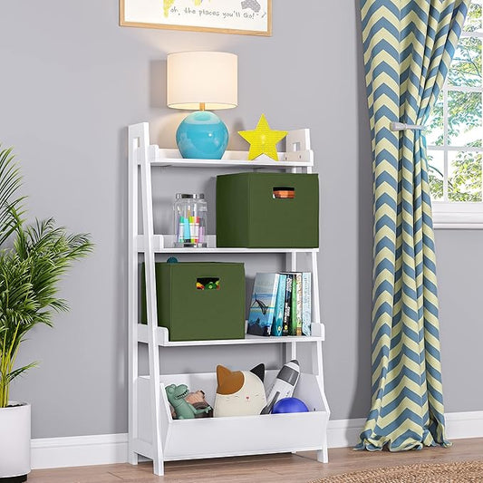 RiverRidge Folding Storage Bins with Handles Olive Cube Storage Organizer for Closet, Bedroom & Playroom - Closet Organizers and Storage Set of 4