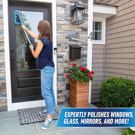 Unger Professional Indoor Window Cleaning Kit with 2' Pole — Swivel Head Pad Washer for Glass, Mirrors & Flat Surfaces, Streak-Free Results, 2 Reusable Microfiber Pads, Wet or Dry Use