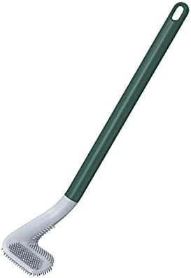 Wall-Mounted Golf Ball Design Toilet Brush Set with Flexible Silicone Bristles and Quick-Drying Holder - Effortlessly Clean Your Bathroom with Long-Handled Brush, No Drilling Required (Green-3)