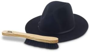 Fedora Hat Brush Lint Remover Duster Brushes for Felt Hats 100% Horse Hair (Black) Wood Brush