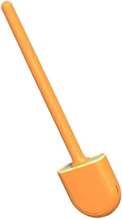 Toilet Brush Bathroom Tool Silicone Toilet Brush Holder Set Wall Mounted Toilet Brush and Holder(Orange)