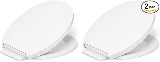 KOHLER K-26802-0 Impro ReadyLatch Quiet Close Round Toilet Seat, White Toilet Seat, Grip-Tight Bumpers, New Home Essentials, Slam Prevention (Pack of 2)