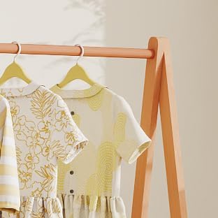 Kids Clothing Rack,Foldable Beechwood Small Baby Clothes Rack with Bottom Storage Shelf,for Laundry Drying,Mini,Floor Standing,Portable(31.5" L)