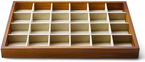 Oirlv Solid Wood Jewelry Tray,Jewelry Drawer Organizer,24 Grid(Cream) | Stackable Design,for Jewelry Necklaces Earrings and Rings,Organizing and Presentinge Legantly on Dressers&in Dresser
