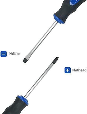 6PC Magnetic Tip Screwdriver Set, 3 Phillips and 3 Flat | 3 Phillips and 3 Flat, Professional Cushion Grip, 6-Piece Hand Tools Set