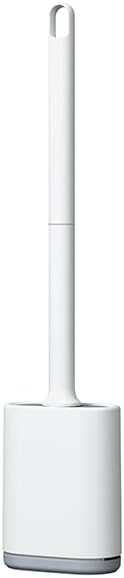 Toilet Brush and Holder Set for Bathroom,Deep Cleaning Silicone Toilet Brushes.T PR Flexible Toilet Bowl Brush, Floor Standing & Wall Mounted Without Drilling. Toilet Bowl Brush with Holder. (White)