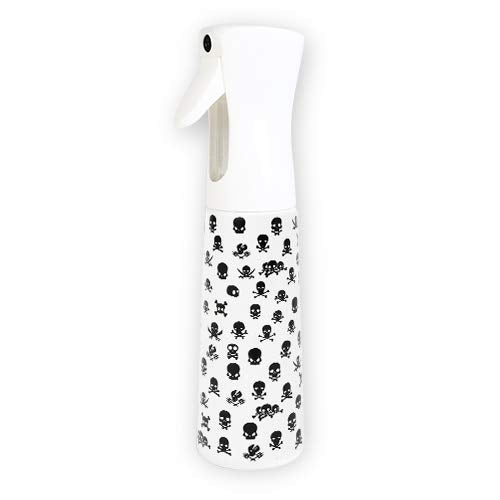 STUDIO LIMITED Hair Spray Bottle 10 oz, Continous Water Mister Spray Bottle, Refillable Fine Mist for Hair Styling, Gardening, Cleaning (Skull)